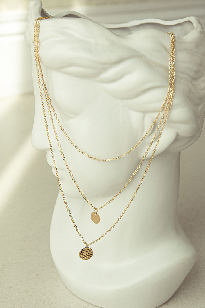 Collier pendentif rond multicouche en cuivre