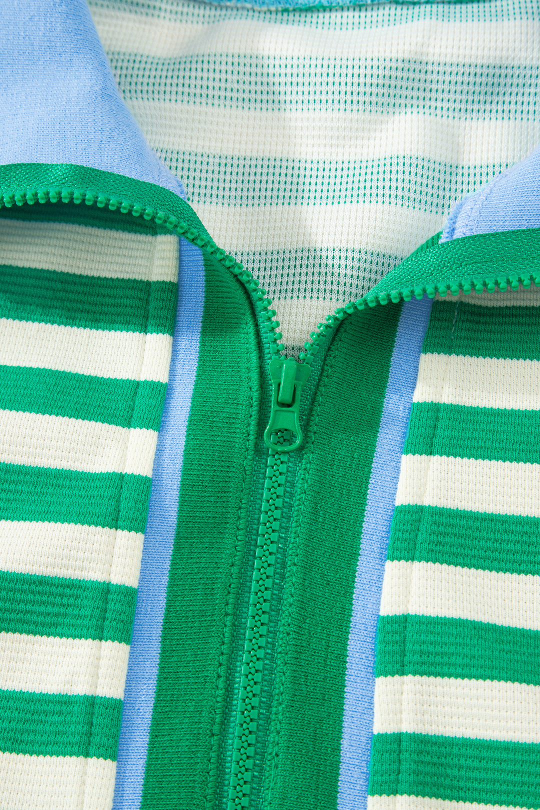 Bright Green Textured Stripe Print Zip Collar Sleeveless 2pcs Skort Set