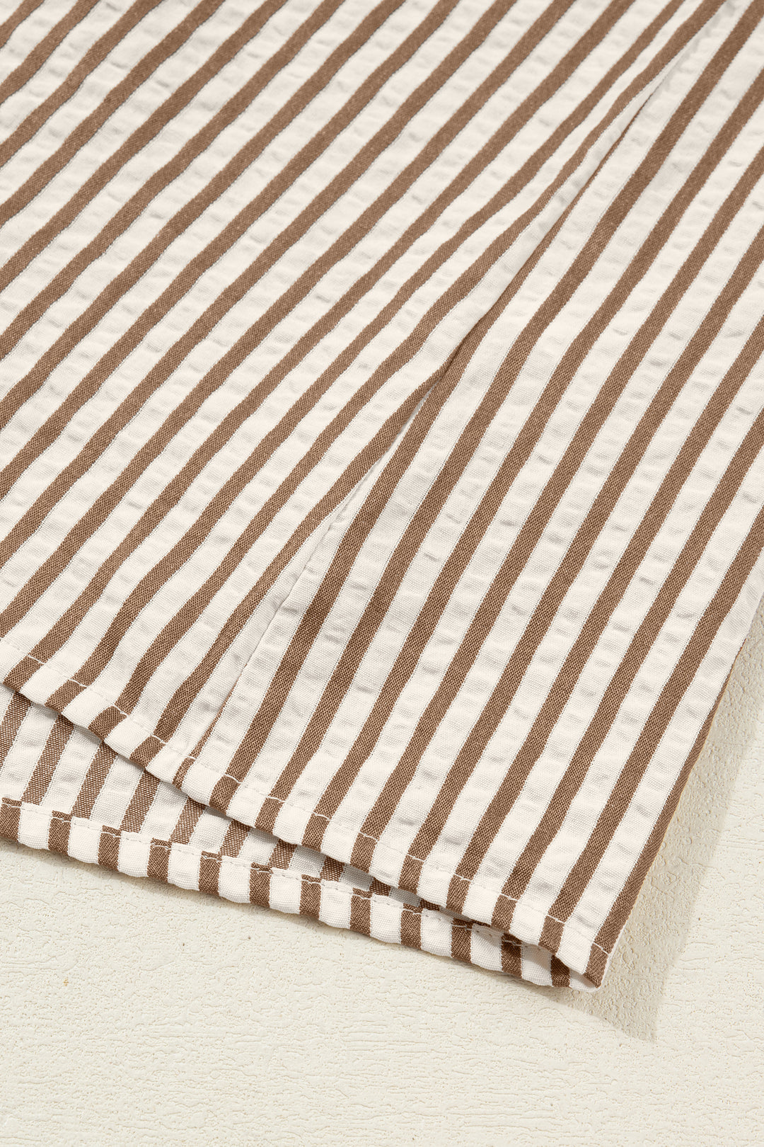 Brown Stripe Leopard Patchwork Long Sleeve Shirt