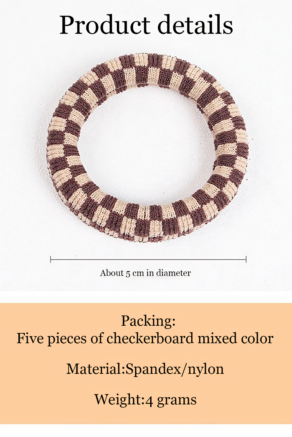 Checkered Print Nylon Elastic Hair Tie