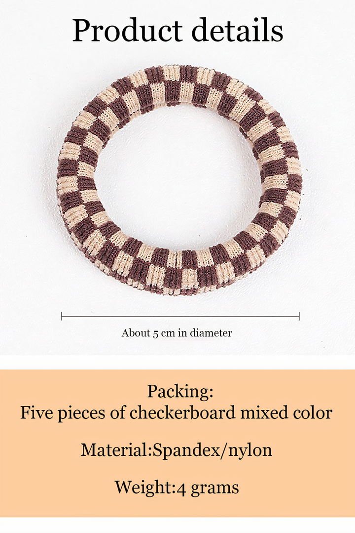 Checkered Print Nylon Elastic Hair Tie