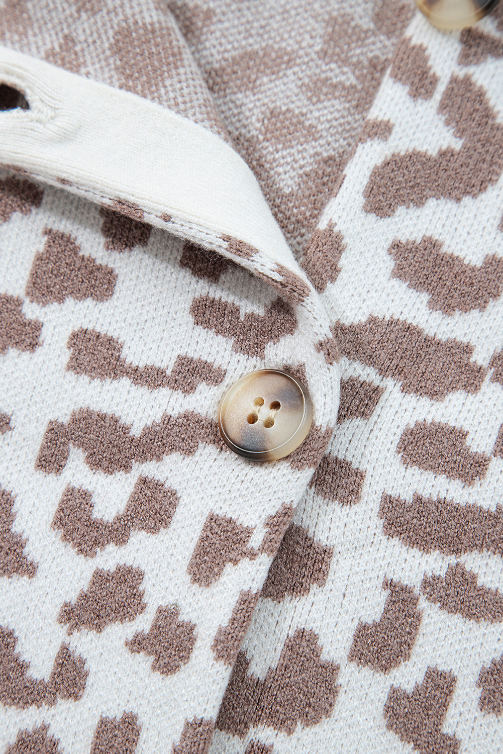 Leopard Drop Shoulder Chunky Knitted Cardigan Sweater