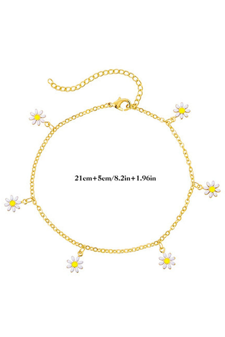 Bracelet de cheville à chaîne marguerite et perle