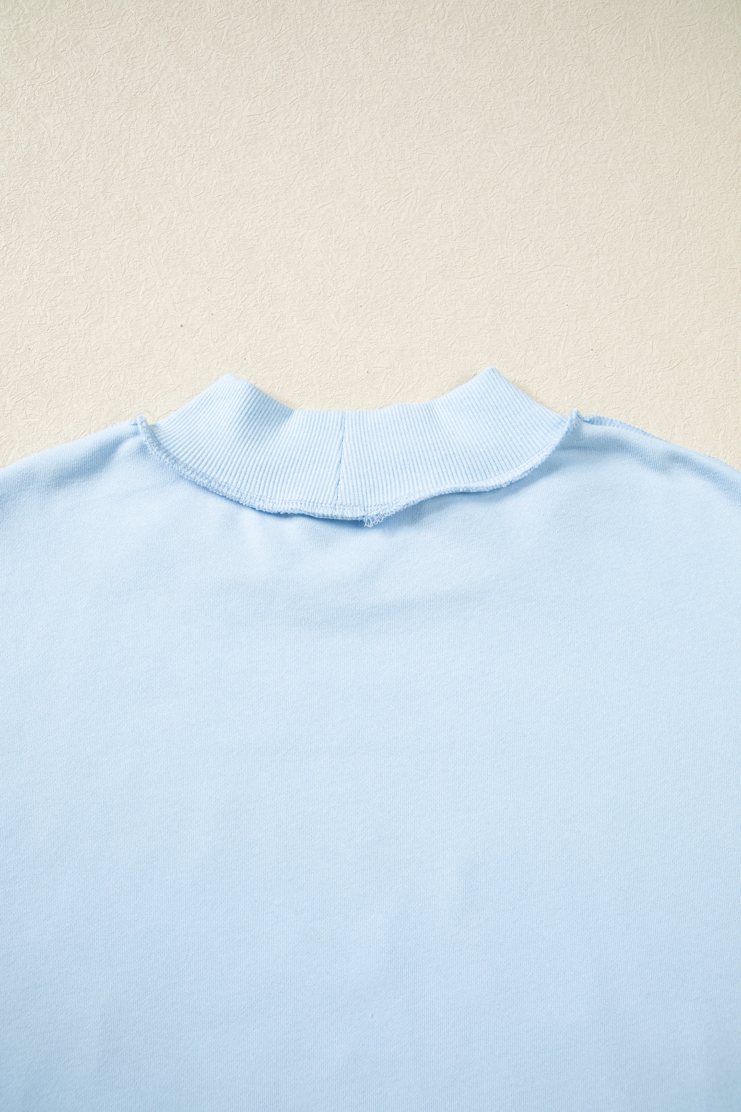 Mist Blue Jesus Saves Slogan Print Stand Neck Baggy Sweatshirt