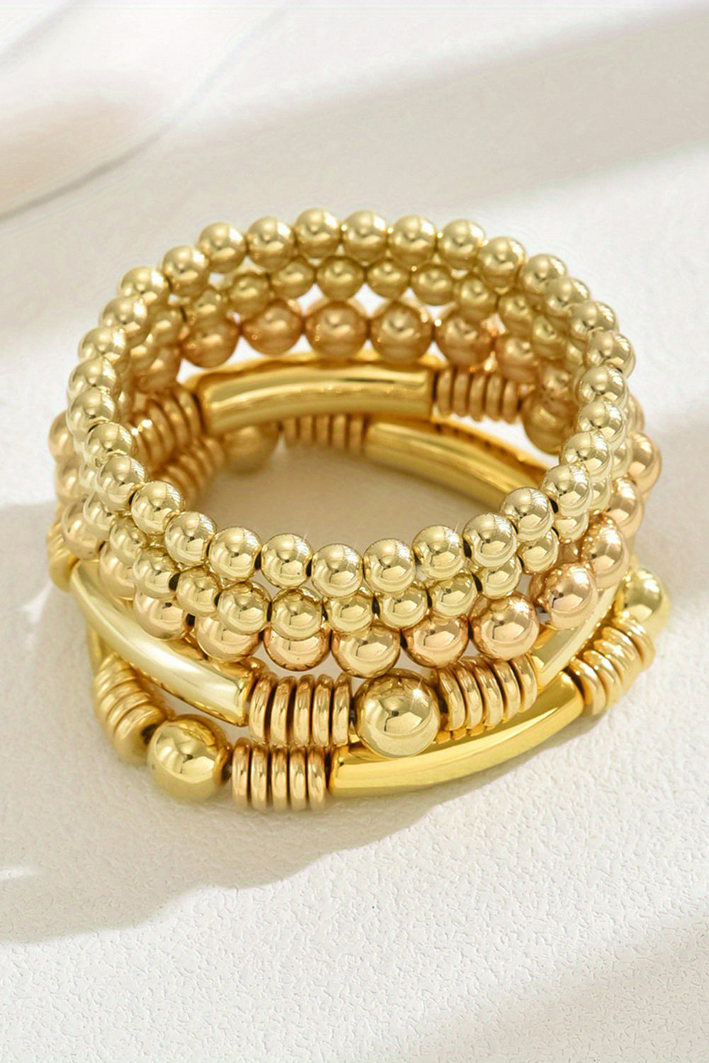 Elastisches Armbandset mit Perlen und mehrlagiger plattierter Legierung