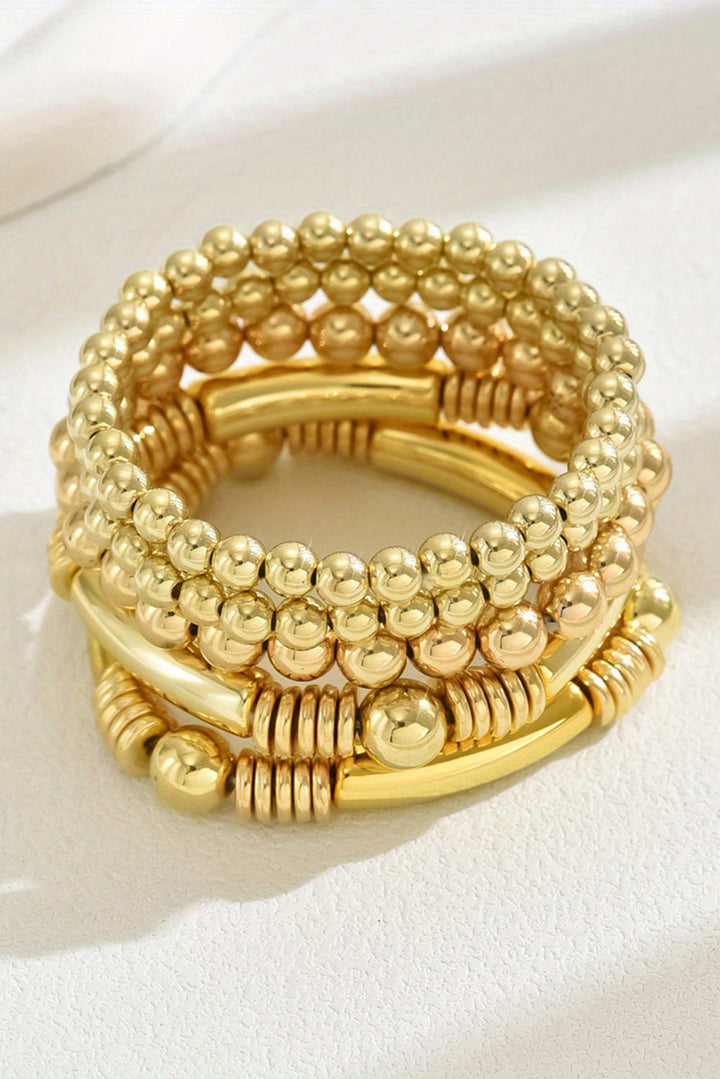 Elastisches Armbandset mit Perlen und mehrlagiger plattierter Legierung
