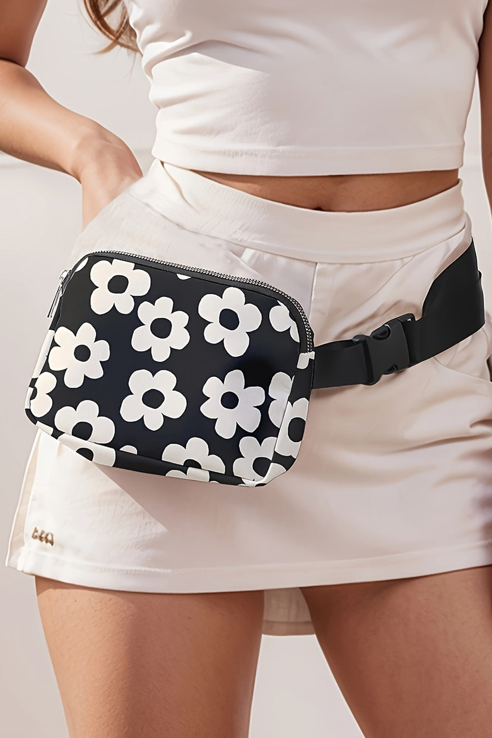 Flower Pattern Zipper Cross Body Bag