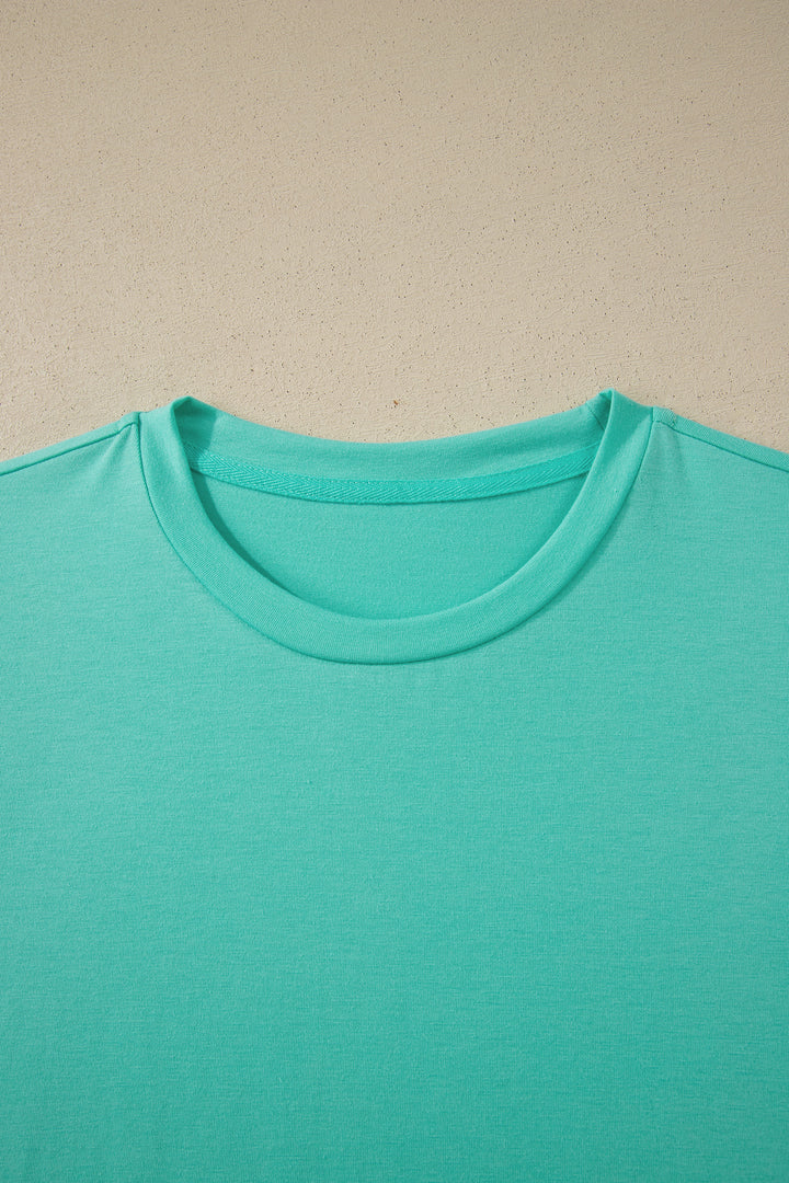 Mint Green Casual Plain Crew Neck Tee