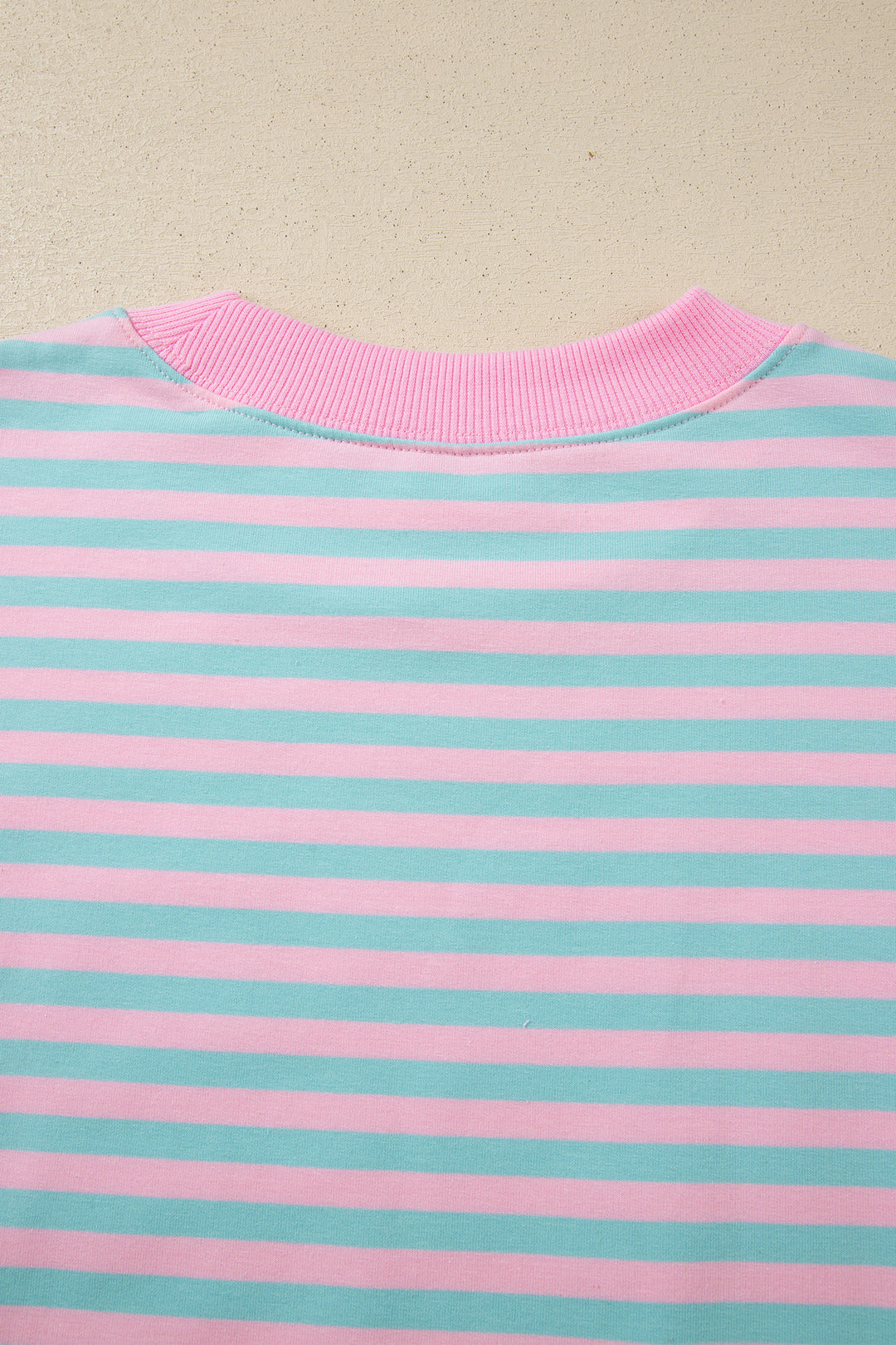 Pink Stripe Color Block Detail Long Sleeve Pullover Elastic Waist Pull On Shorts 2pcs Set