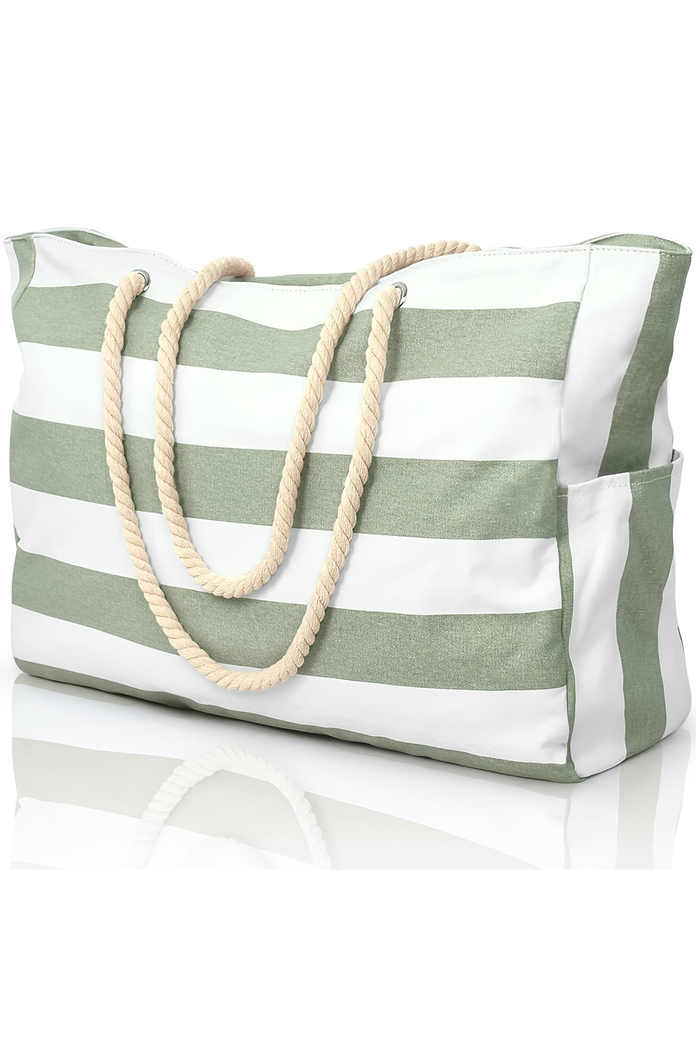Striped Waterproof Canvas Large Capacity Tote Bag