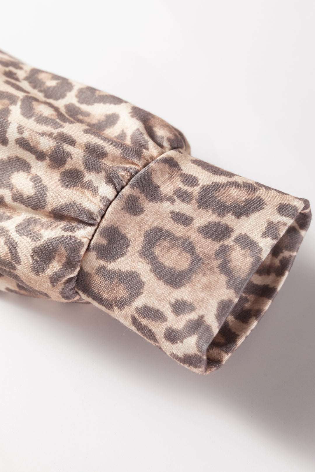 Light French Beige Leopard Print Pullover Mini Skirt 2pcs Set