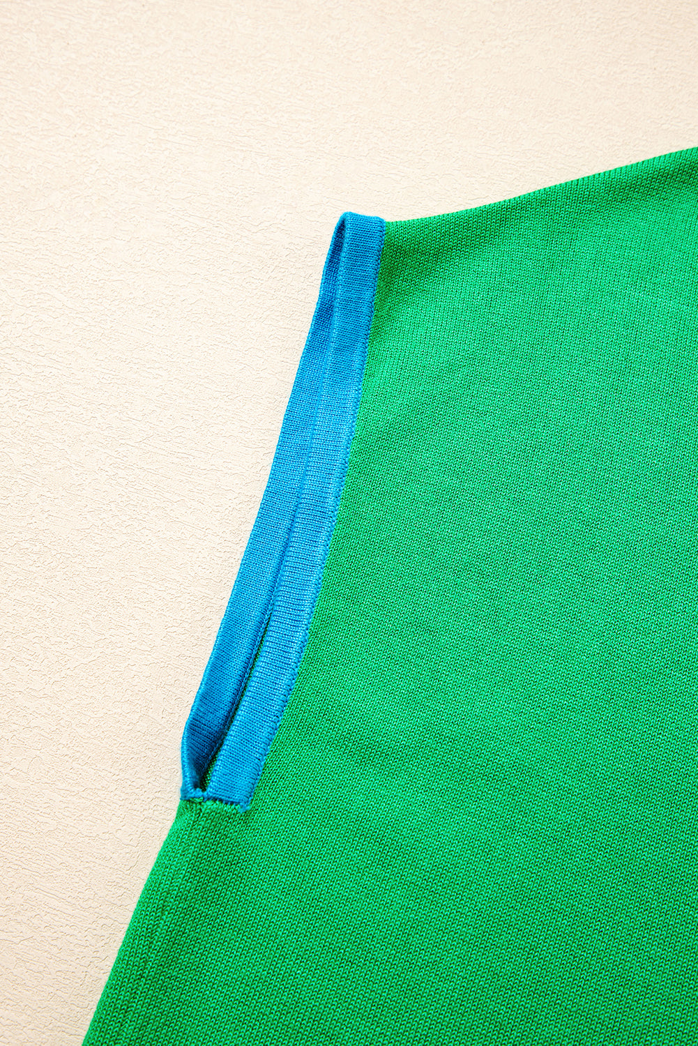 Contrast Trim Round Neck Short Sleeve Loose Knit Sweater