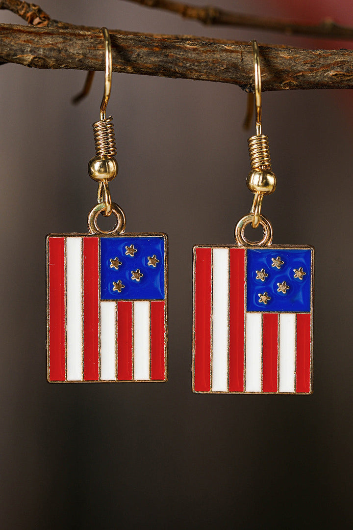 Boucles d'oreilles à crochet patriotiques avec imprimé drapeau américain