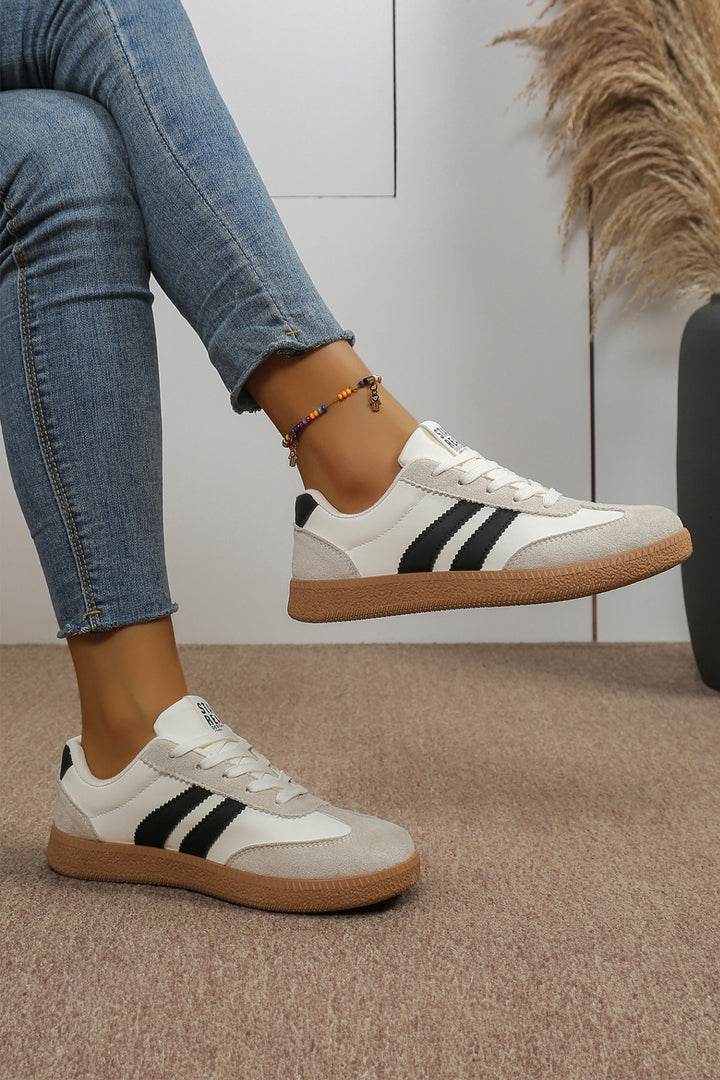 Varsity Color Block Patchwork PU Leather Lace Up Shoes