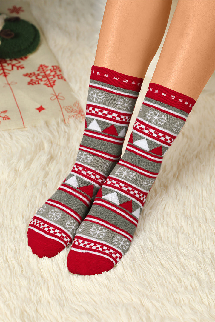 Crew-Socken mit weihnachtlichem geometrischem Schneeflocken-Print