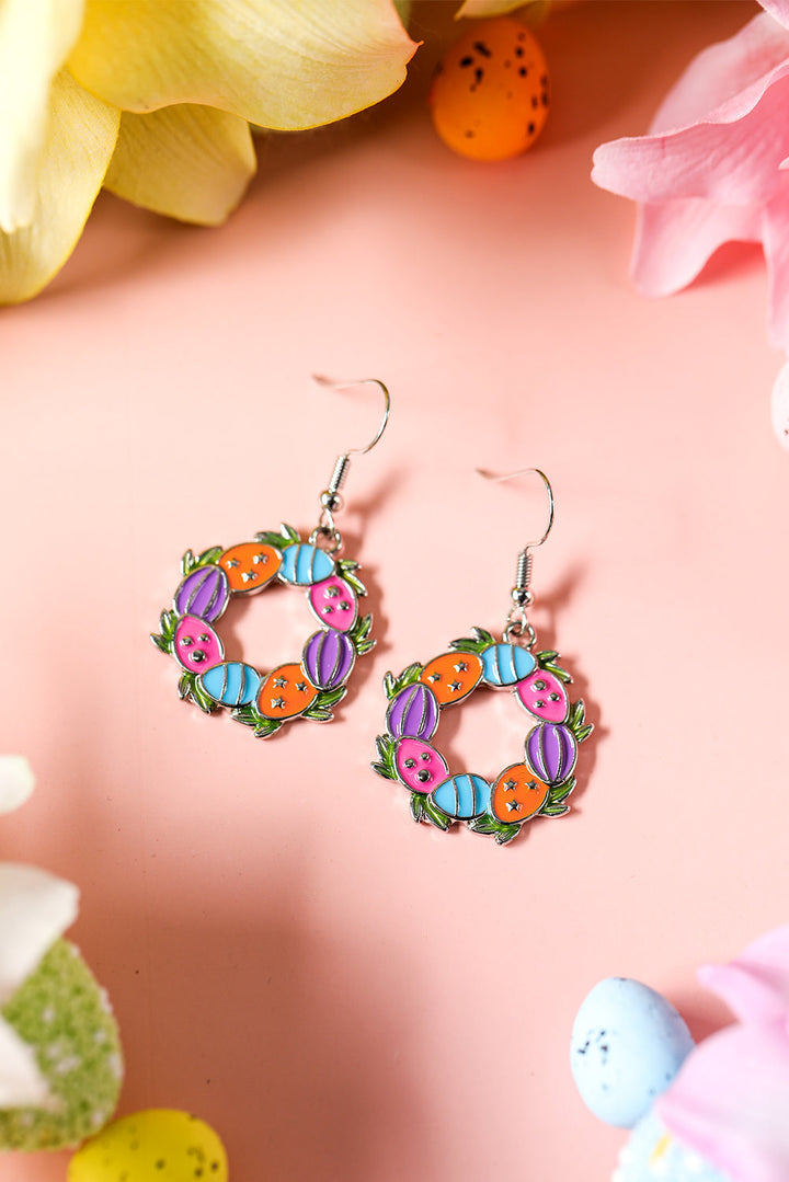Boucles d'oreilles créoles florales à motif d'œufs de Pâques