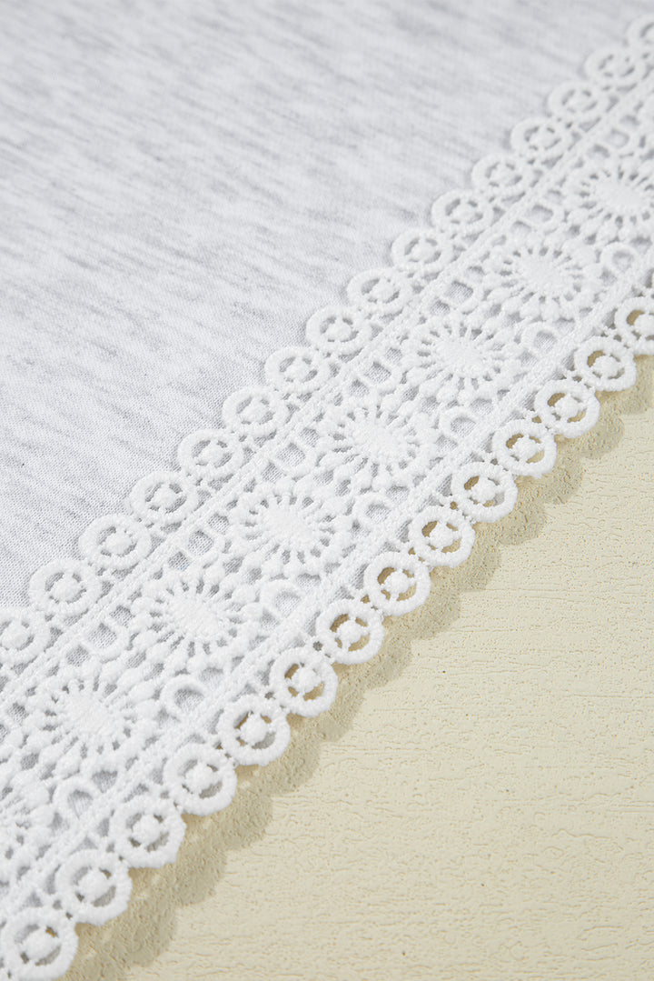 Lace Patchwork Raglan Sleeve Crew Neck Sweatshirt