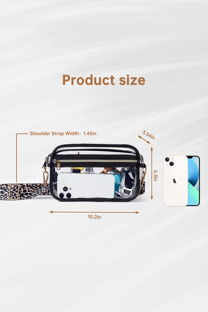 Leopard Strap Clear Crossbody Bag