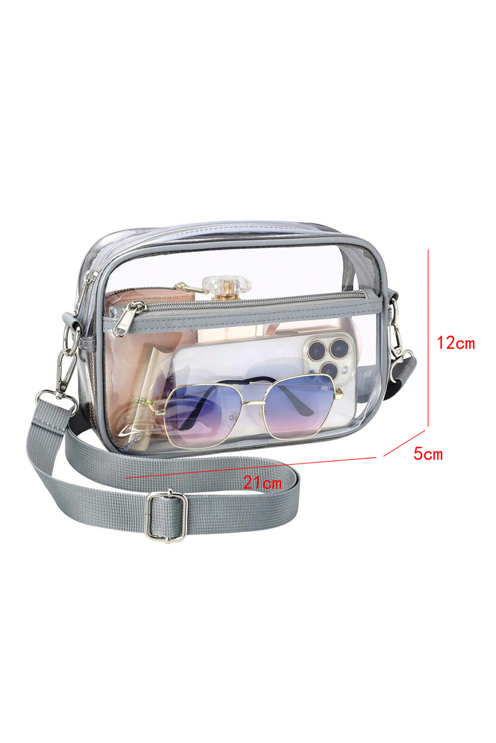 Multi-Pocket Contrast Edge Detachable Strap Clear Shoulder Bag