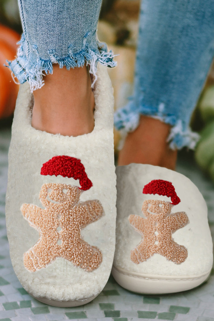 Christmas Gingerbread Man Plush Home Slippers
