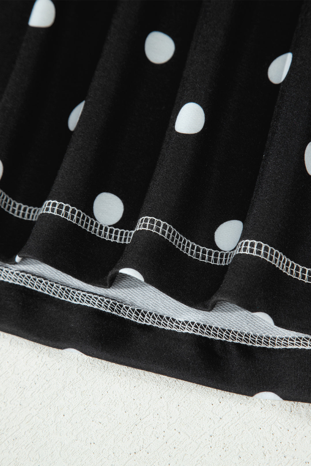 Black Polka Dot Short Sleeve Loose Top Drawstring Shorts Set