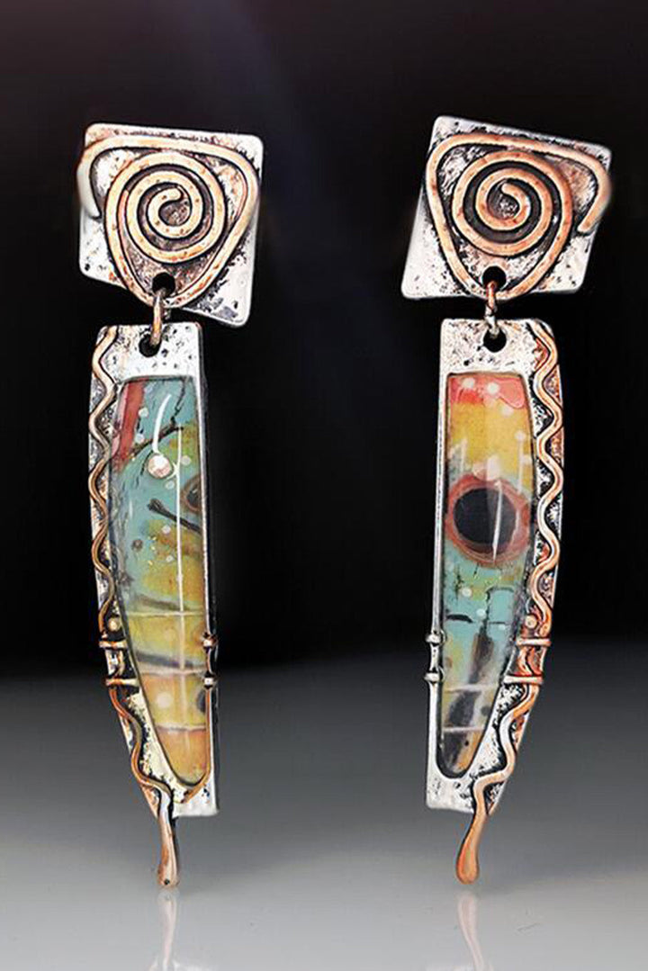 Vintage Marbled Pattern Alloy Earrings