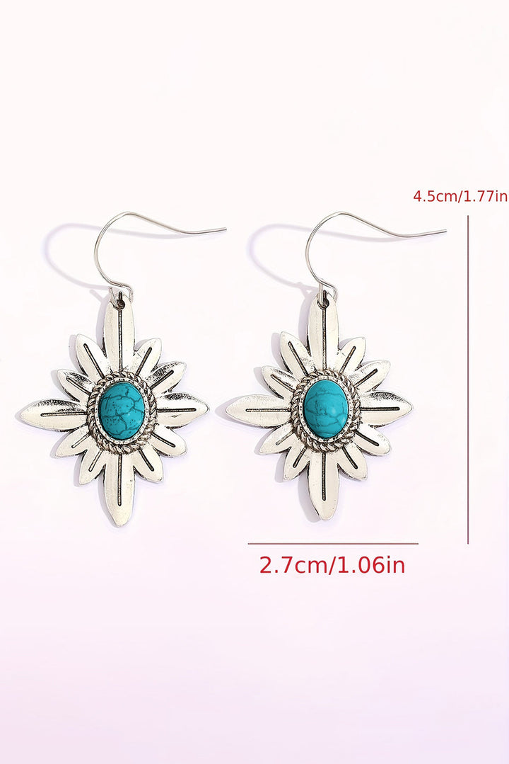 Boucles d'oreilles crochet en forme de fleur turquoise occidentale