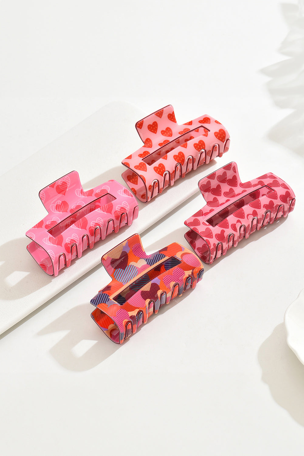 Heart Print Hollow Out Square Hair Claw Clip