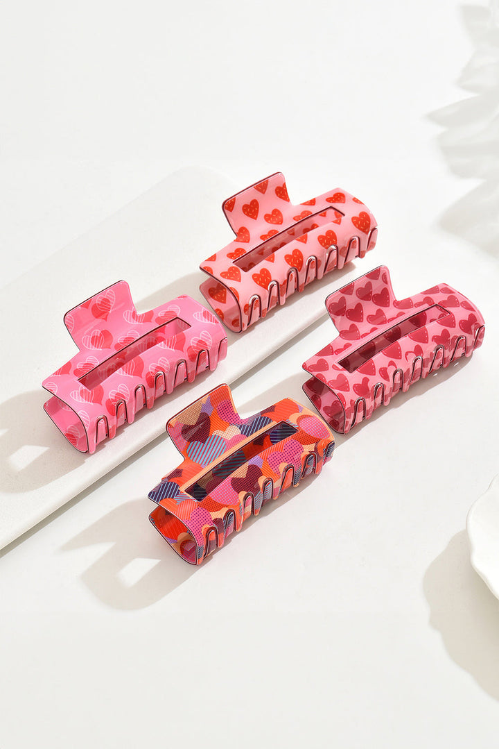 Heart Print Hollow Out Square Hair Claw Clip