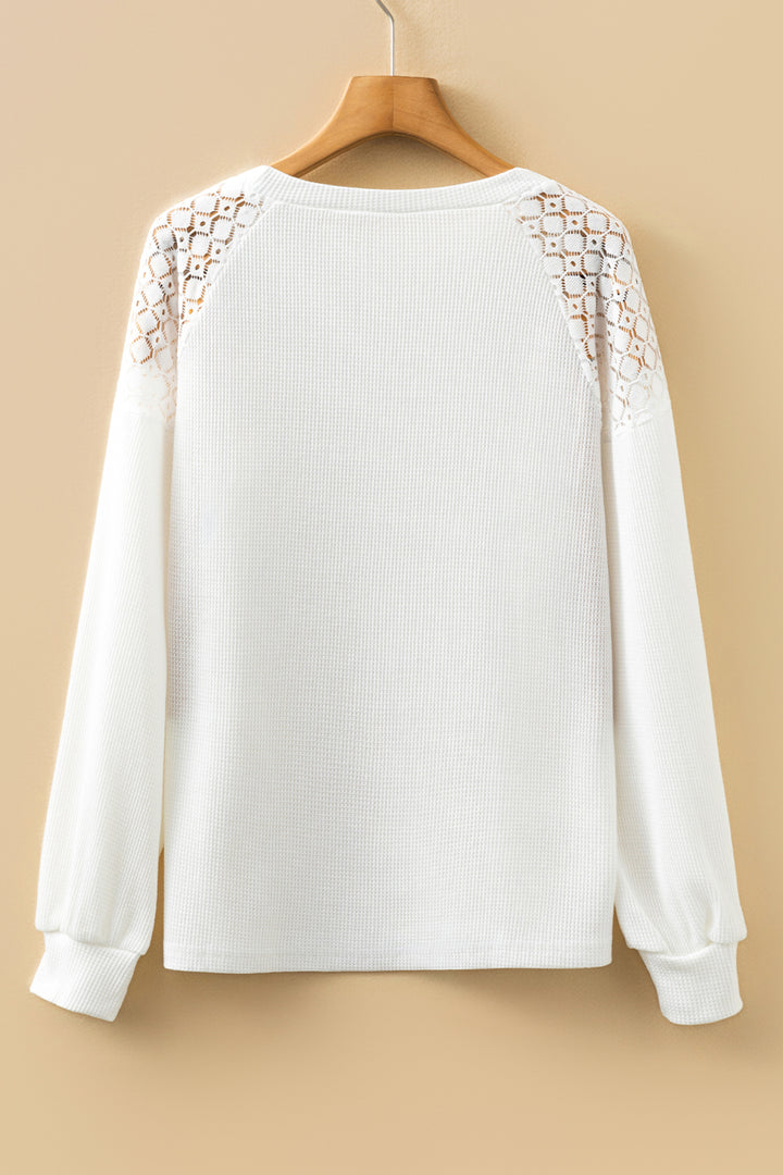 Lace Long Sleeve Textured Pullover