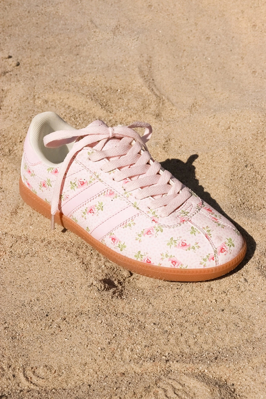 Floral Print Lace-up PU Leather Flat Shoes