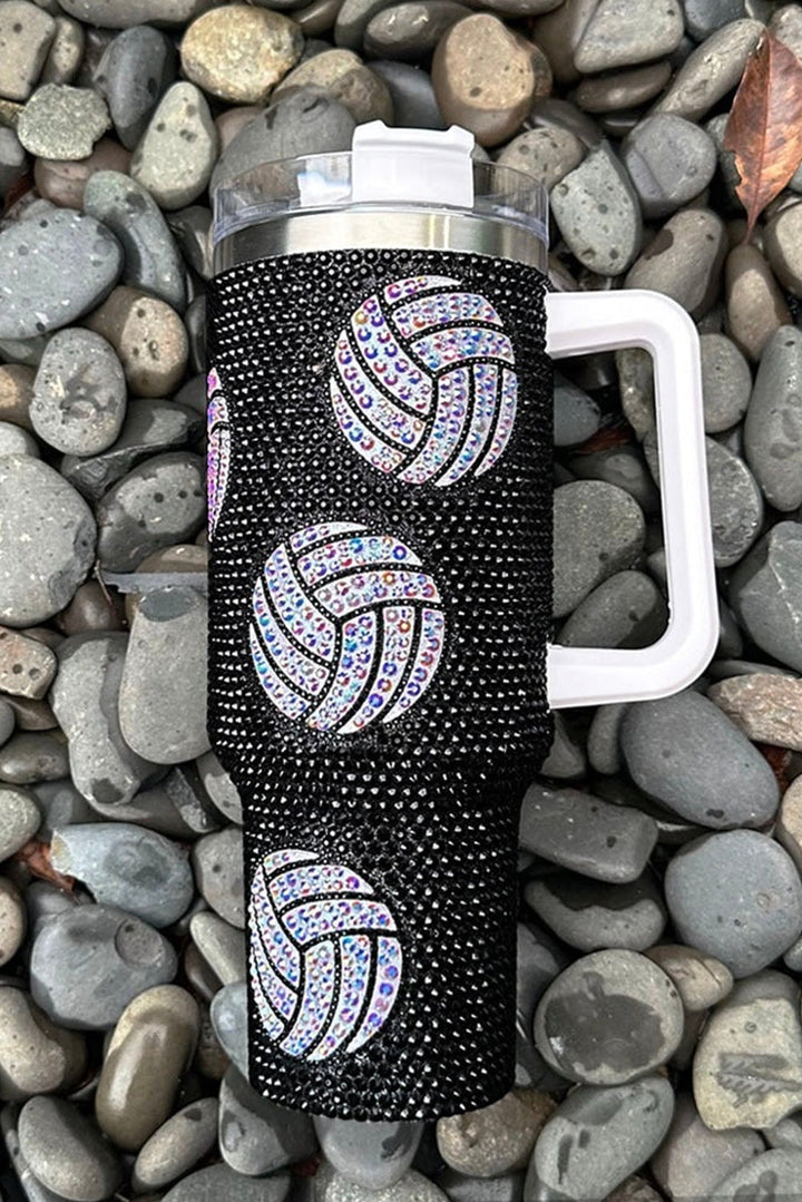 Gobelet de volleyball en strass de 40 oz avec poignée