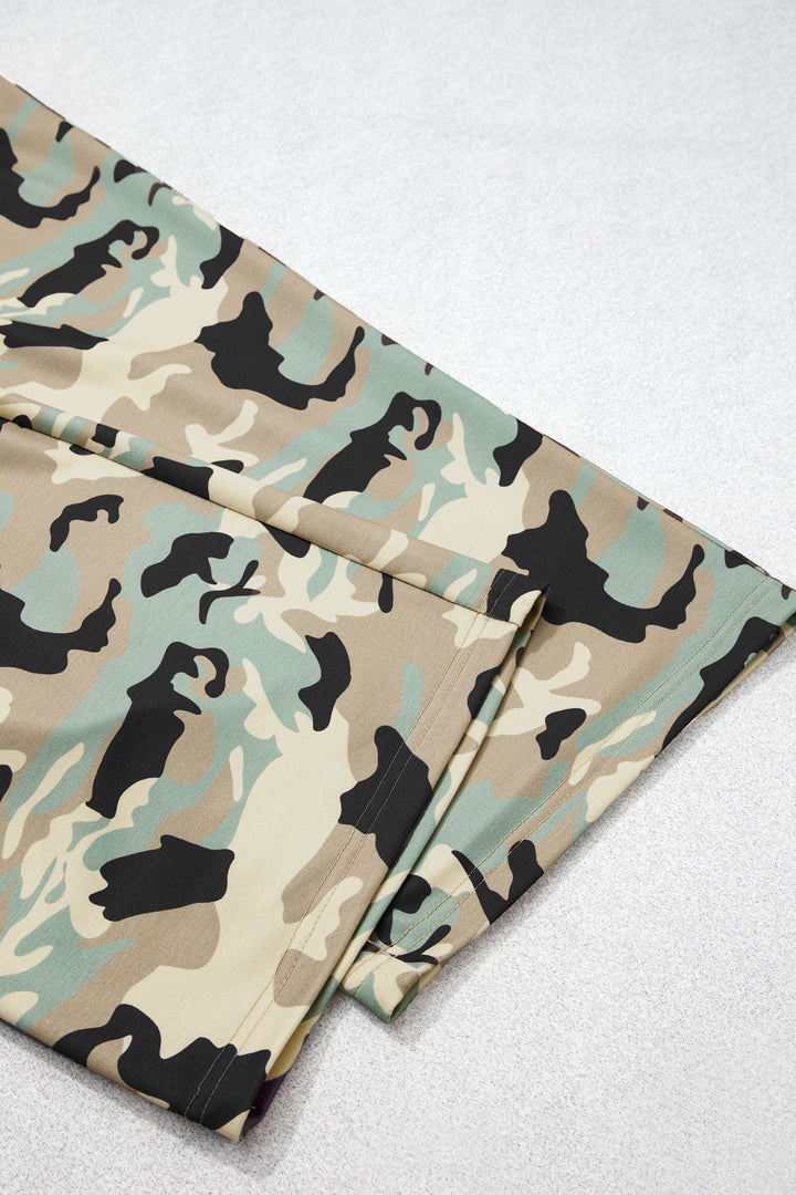 Multicolour Camouflage Print Street Fashion Drawstring Shift Pants