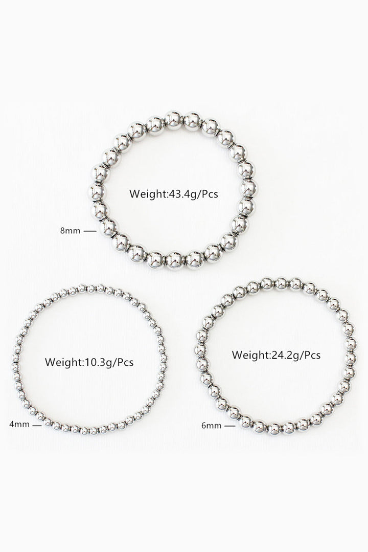 Ensemble de 3 bracelets à perles de 4/6/8 mm