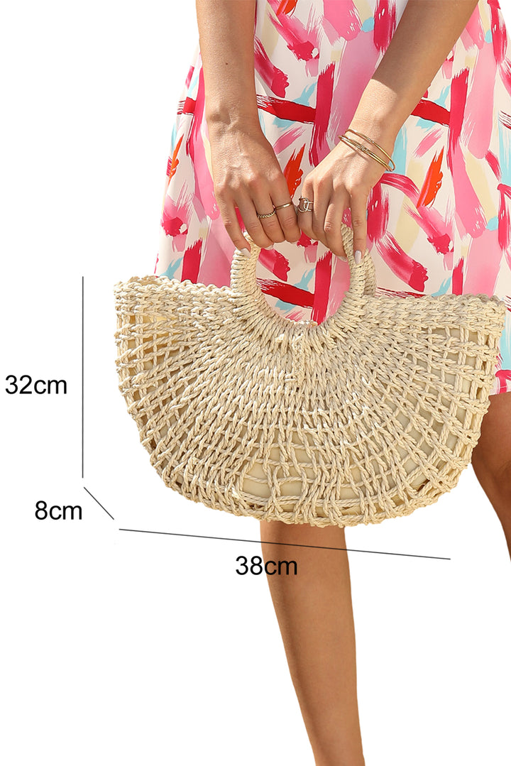 Bamboo Weaving Semicircle Tote Handbag