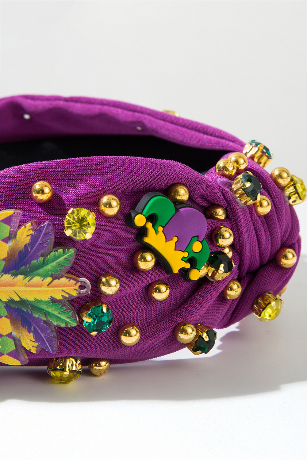 Bandeau large noué en perles et strass Mardi Gras