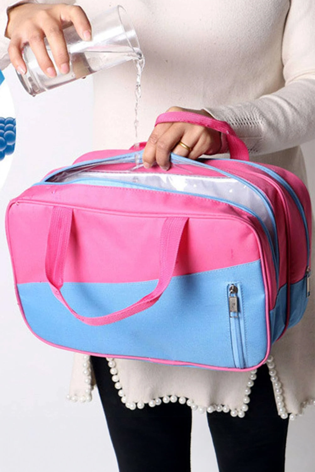 Color Block Multi Zip Pocket Portable Yoga Bag