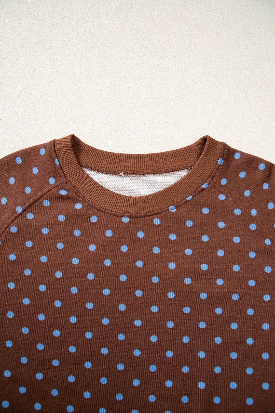 Brown Polka Dot Drawstring Wide Leg Long Sleeve Top Pant Set