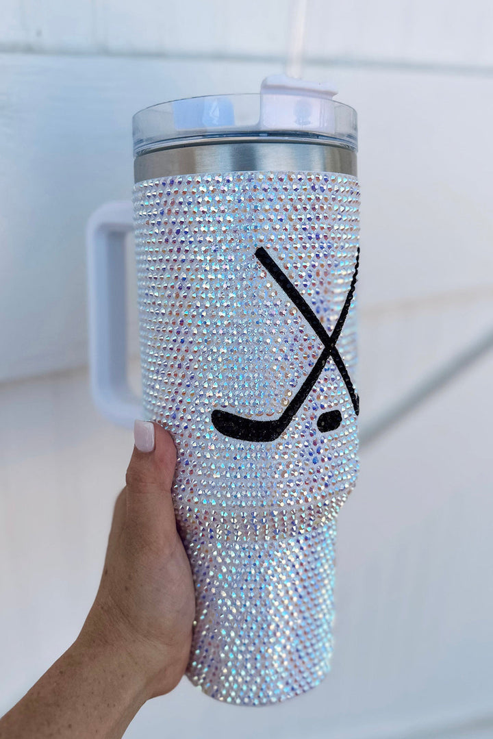 Hockey Game Day Rhinestone 40 Oz Tumbler with Handle