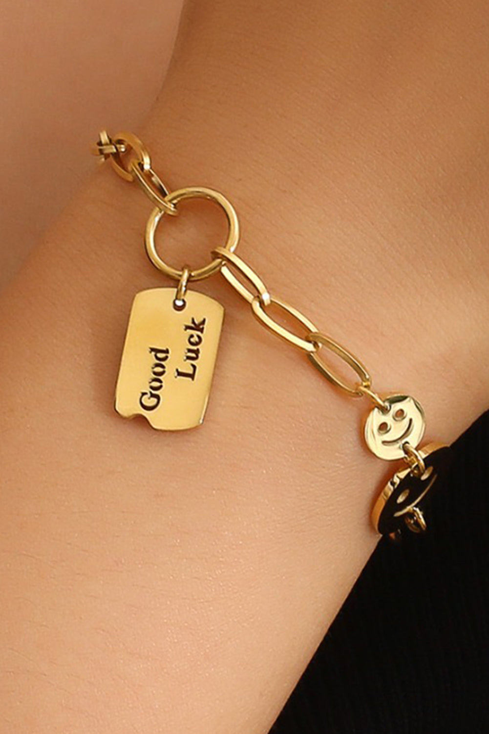 GOOD LUCK Smile Face Adjustable Chain Bracelet