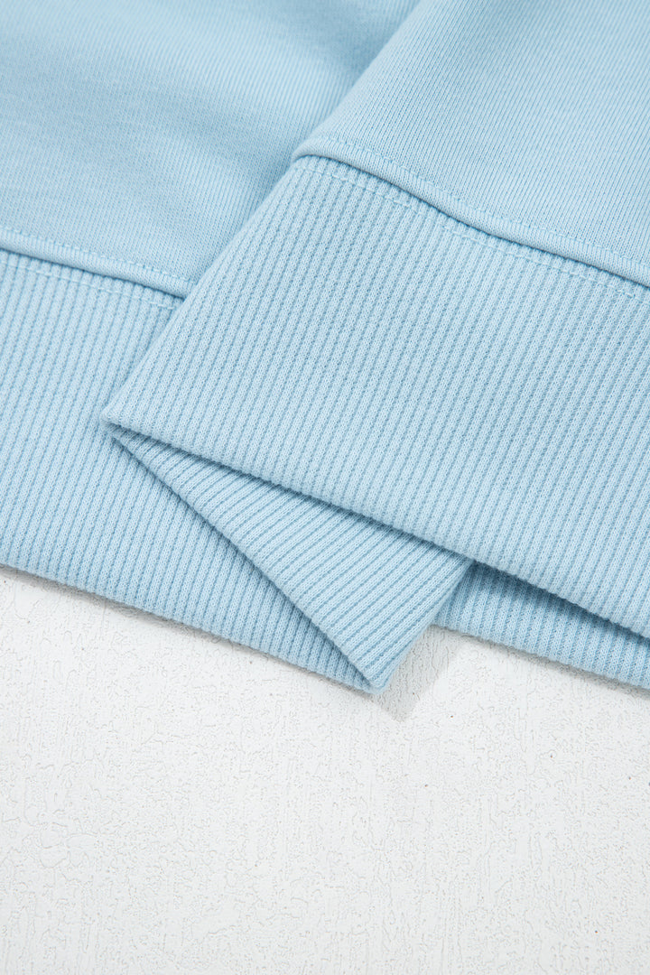 Mist Blue Solid Color Loose Tee Drawstring Shorts 2pcs Outfit