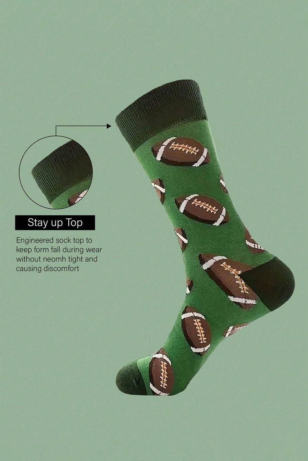 Mittellange Socken mit Rugby-Football-Print