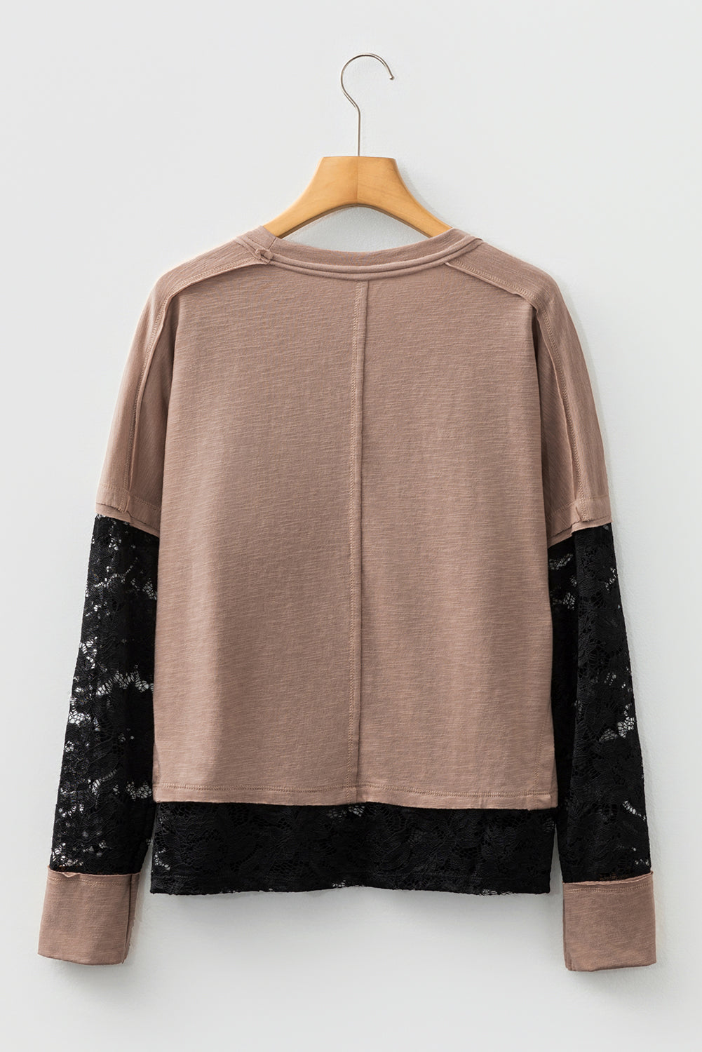 Sheer Lace Patchwork Casual Long Sleeve Tee