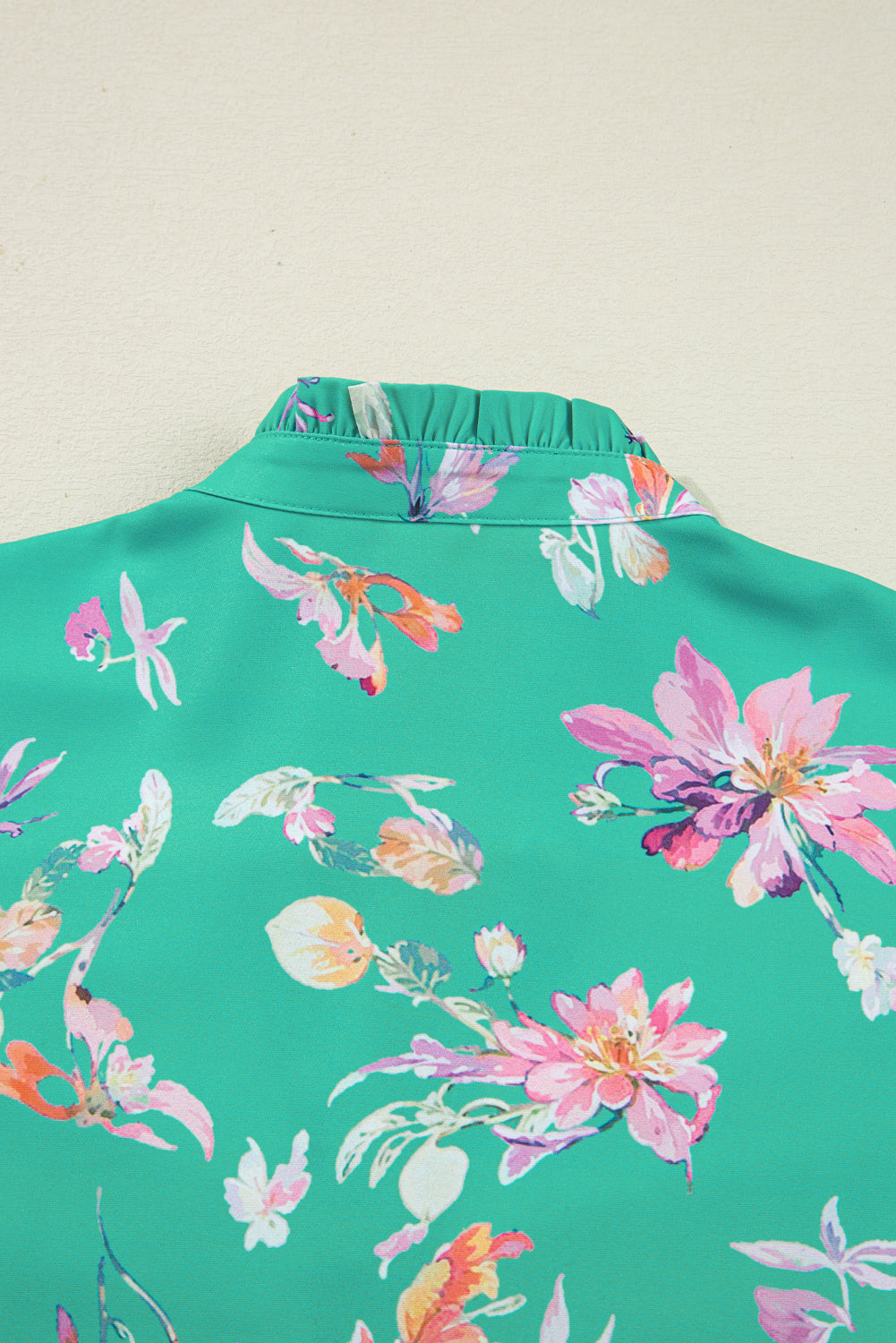 Floral Lantern Sleeve Button Front Shirt