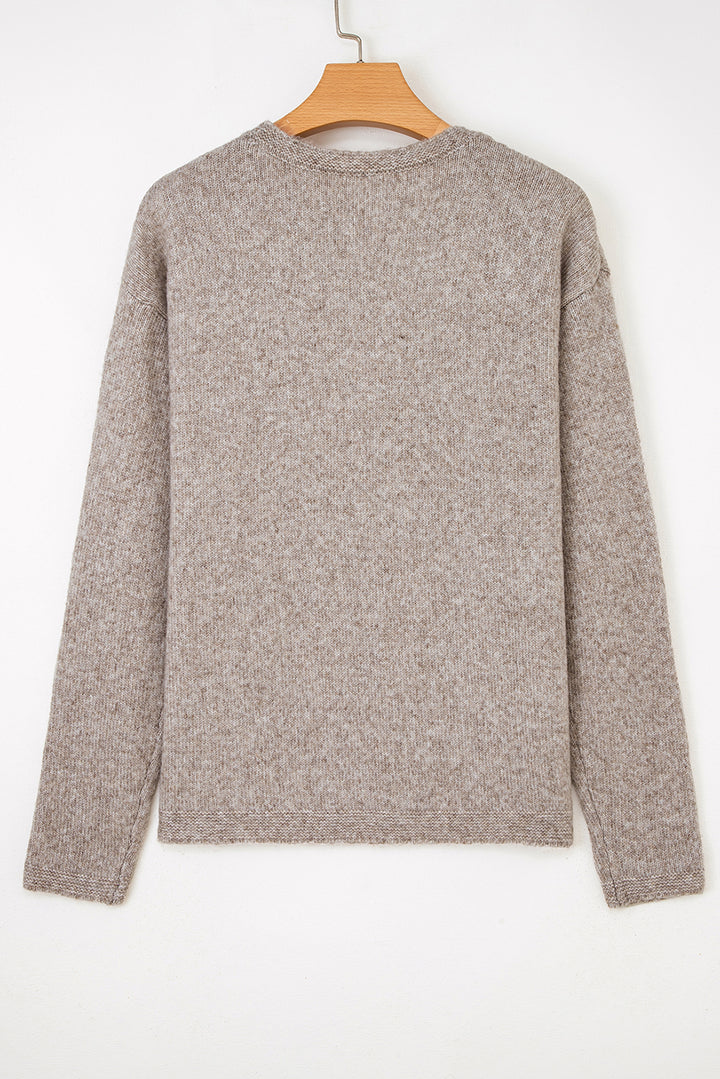 Contrast Colored Dot Detail Drop Shoulder Sweater