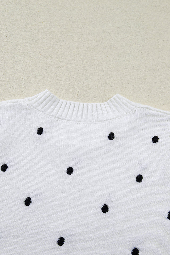 Elegant Polka Dot Bubble Short Sleeve Sweater