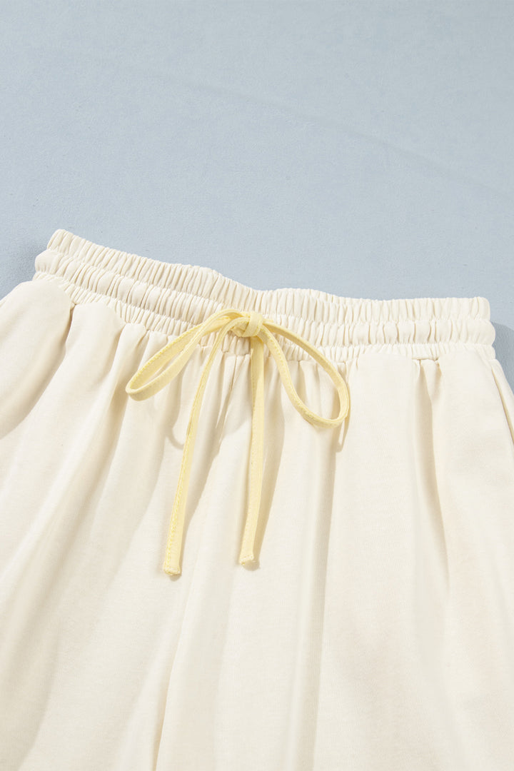 White Summer Color-Blocked Star Patchwork Pants