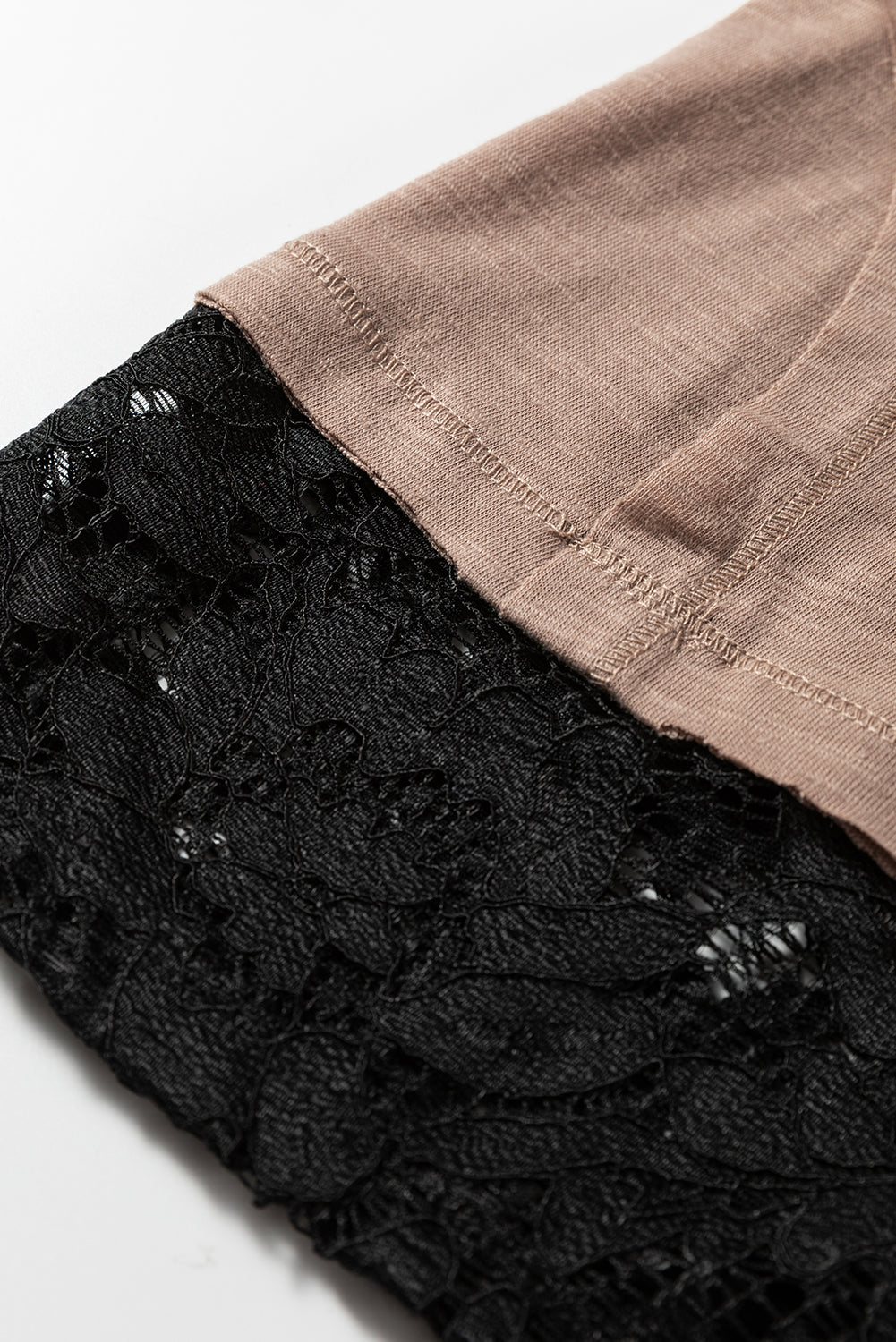 Sheer Lace Patchwork Casual Long Sleeve Tee