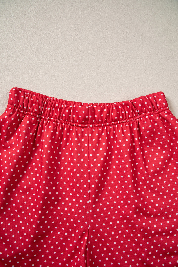 Red Polka Dot MERRY Holiday Long Sleeve Top and Shorts Set