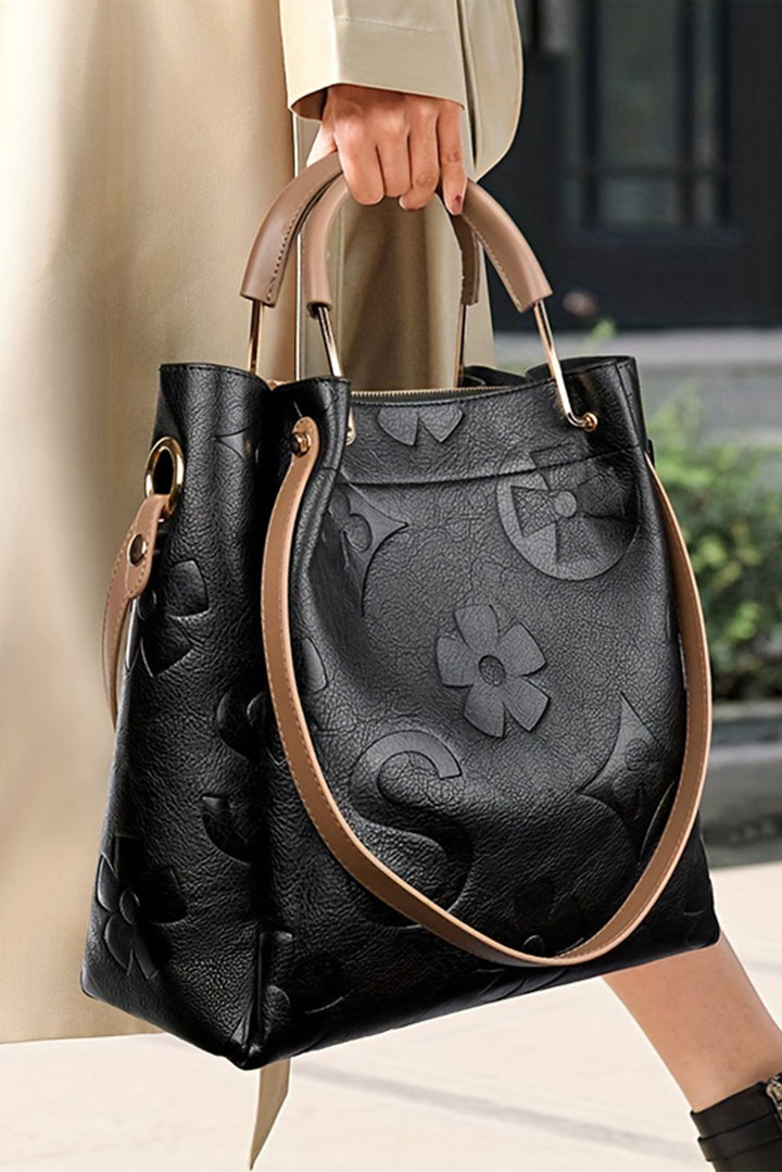 Sac à bandoulière multifonction en cuir gaufré avec poignée